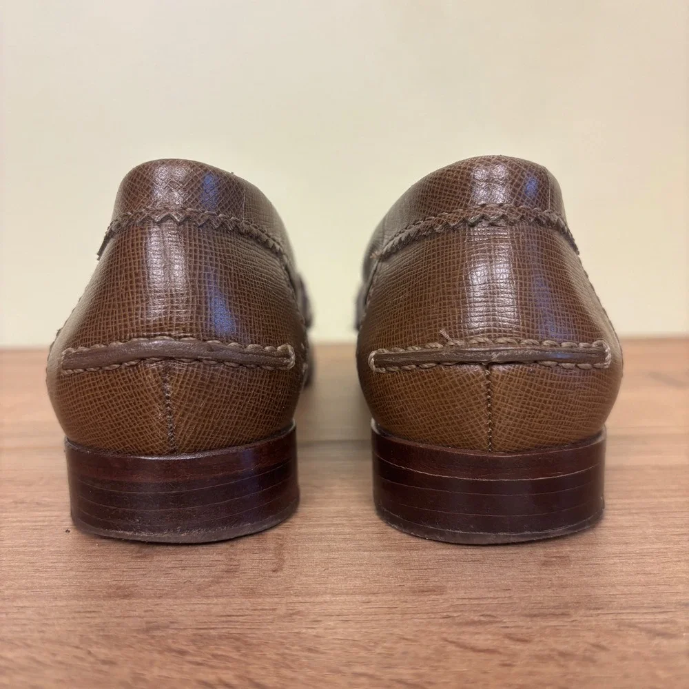 TORY BURCH Leather Penny Loafers Brown Women Size 8 Low Heel Casual Office